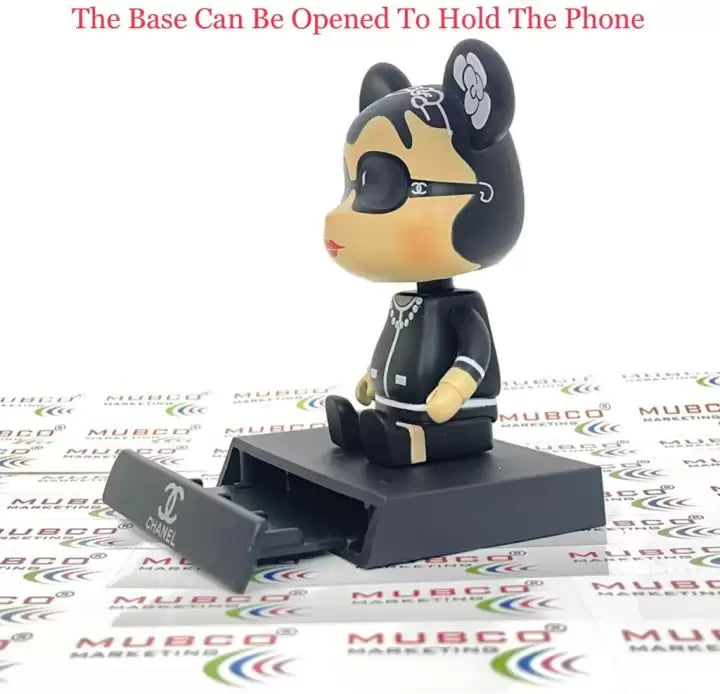 Luxury Chanel-Inspired Bubble Head Toy – Stylish & Elegant Bobblehead for Car, Desk, or Gift
