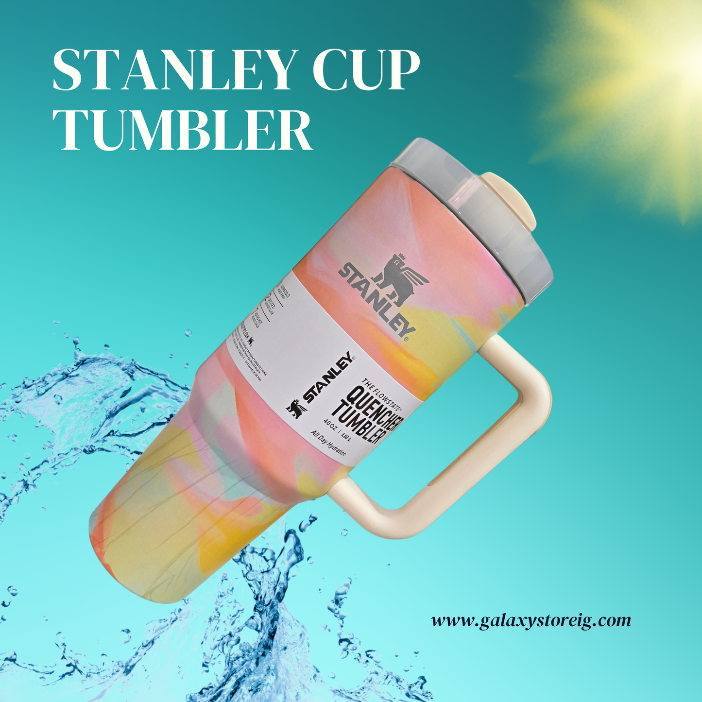 Stanley FlowState Quencher Tumbler – Pastel Marble | Leakproof, Insulated, With Handle & Straw