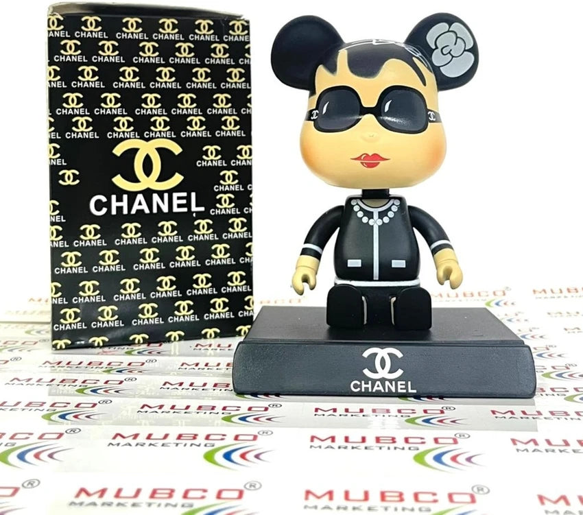 Luxury Chanel-Inspired Bubble Head Toy – Stylish & Elegant Bobblehead for Car, Desk, or Gift