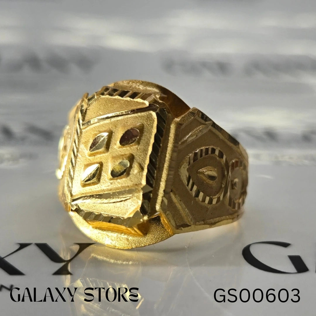 Gold Plated Royal Square Gents Ring – Elegant & Durable Jewelry for Men