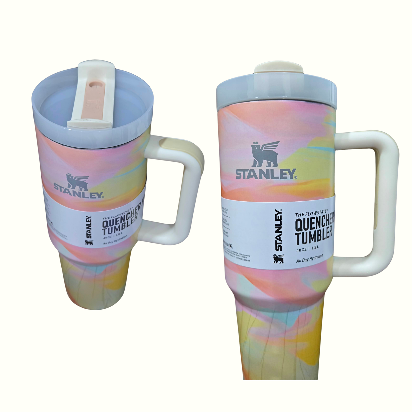 Stanley FlowState Quencher Tumbler – Pastel Marble | Leakproof, Insulated, With Handle & Straw