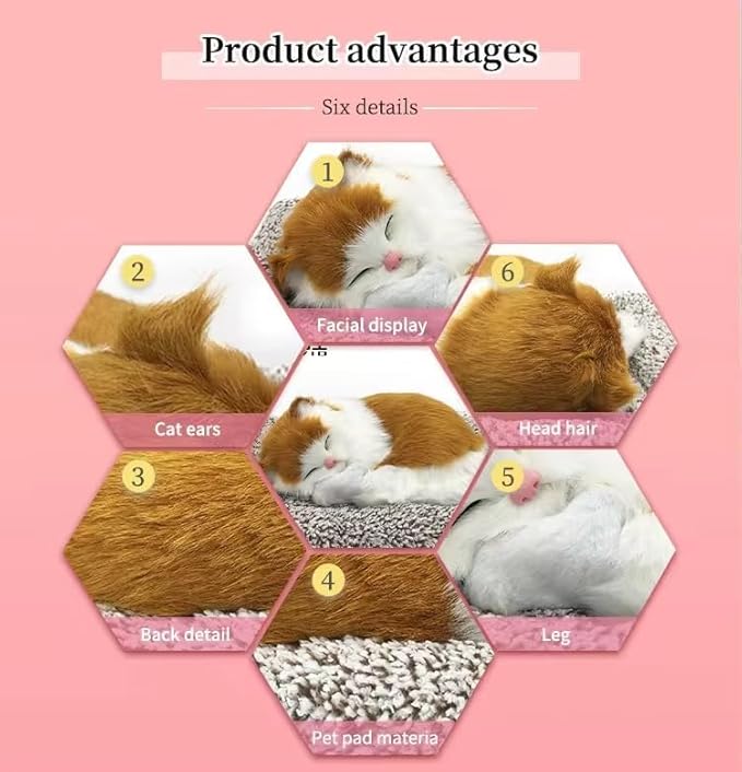 Cute Sleep Cat Toys – Realistic Sleeping Kitten with Soft Fur, Breathing Effect & Purring Sound – Perfect Gift