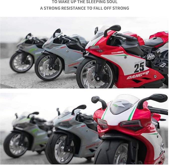 Die-Cast Racing Bike Model Toy – Red | Metal Body | Pull-Back Action | Collectible Bike for Kids & Fans