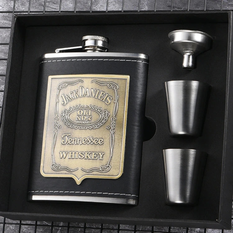 Portable Stainless Steel Hip Flask Set | Premium 7oz Flask with Wine Glass & Funnel | Leak-Proof | Travel-Friendly