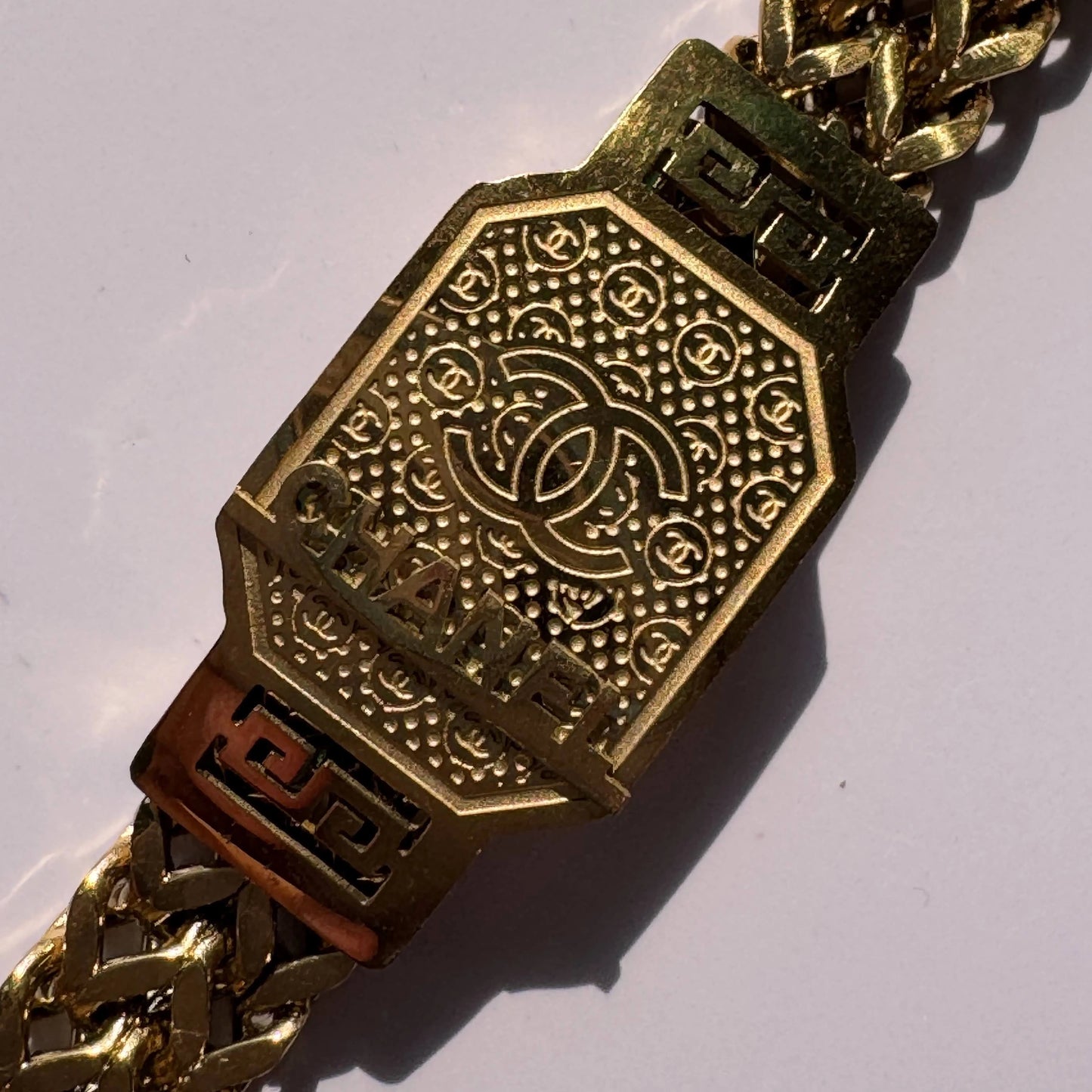 Gold Plated Chanel Cuban Chain Bracelet – Magnetic Clasp, Stainless Steel Wraparound Cuff for Men
