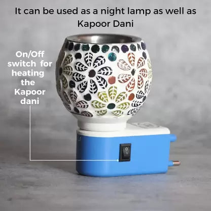Ceramic Kapoor Dani Night Lamp – Electric Incense & Aroma Burner with Night Light for Home & Pooja Room