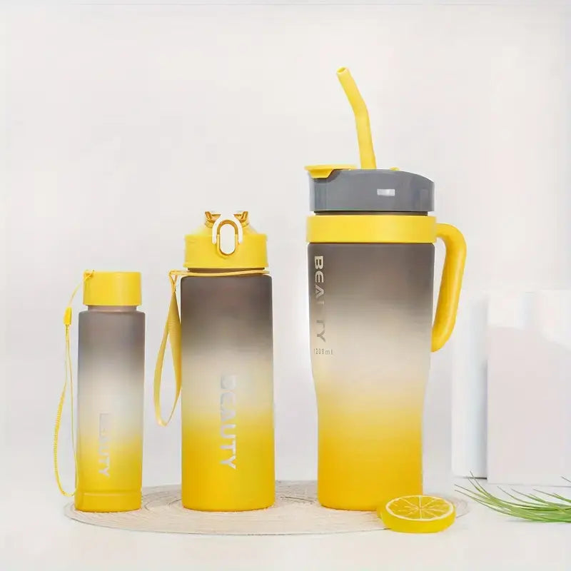 Motivational Water Bottles Set 3PCS - Leakproof, BPA Free, Gym, Office Use
