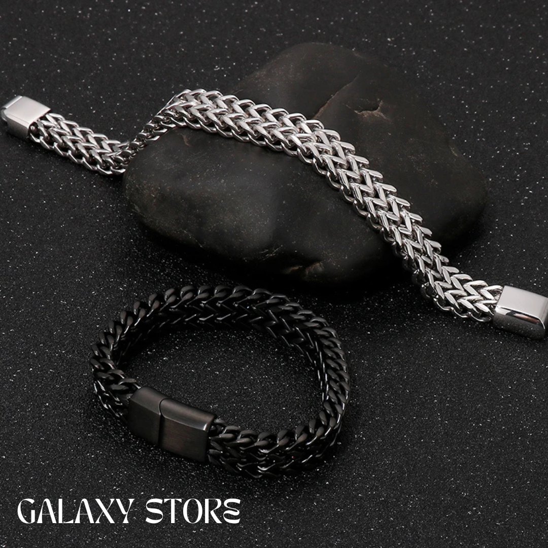 π₯ Titanium Steel Braided Cuban Chain Bracelet β Magnetic Clasp, Stainless Steel Wraparound Cuff for Men