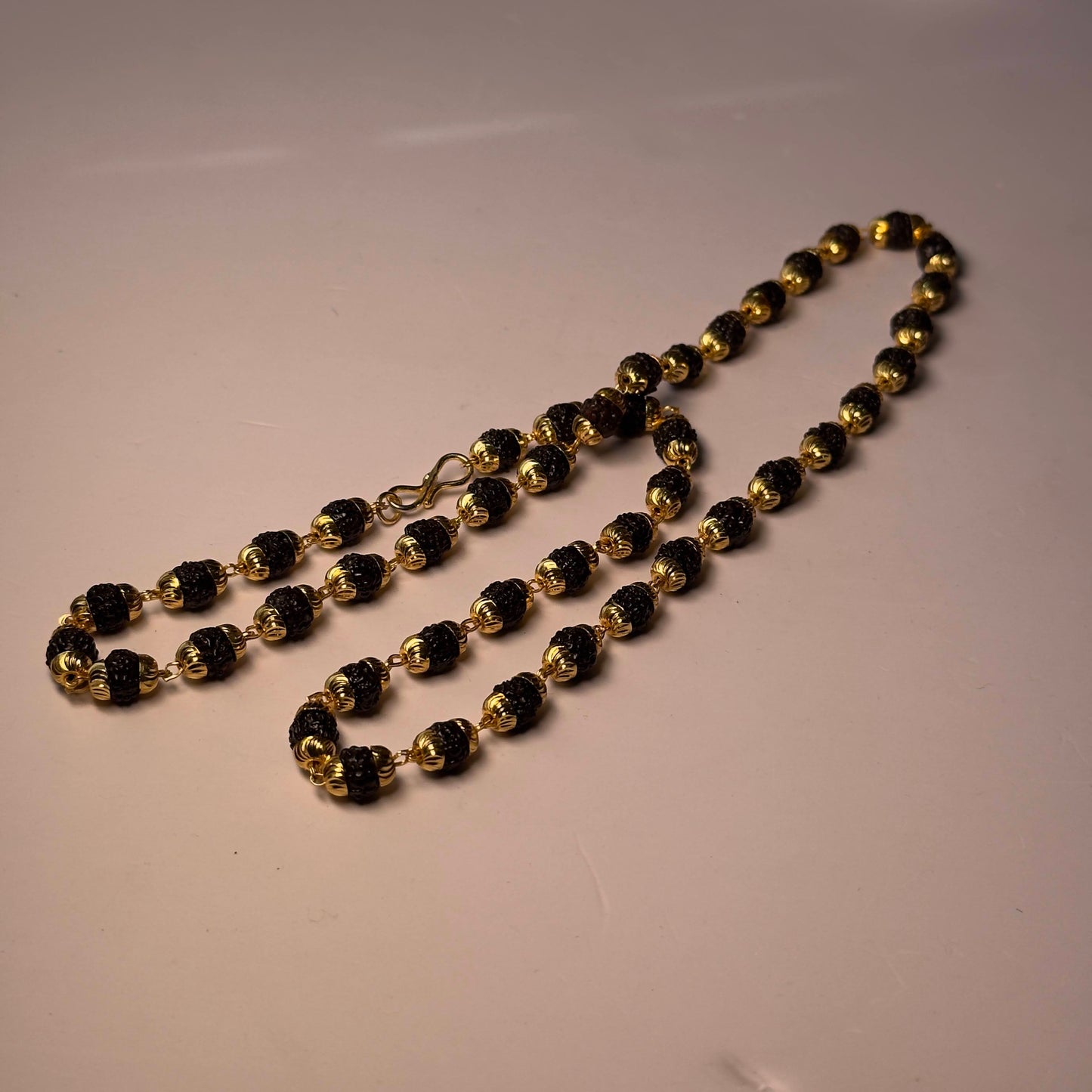 1 Gram Gold Plated Rudraksha Mala for Men | Stylish Spiritual Design | Daily Wear & Pooja Use