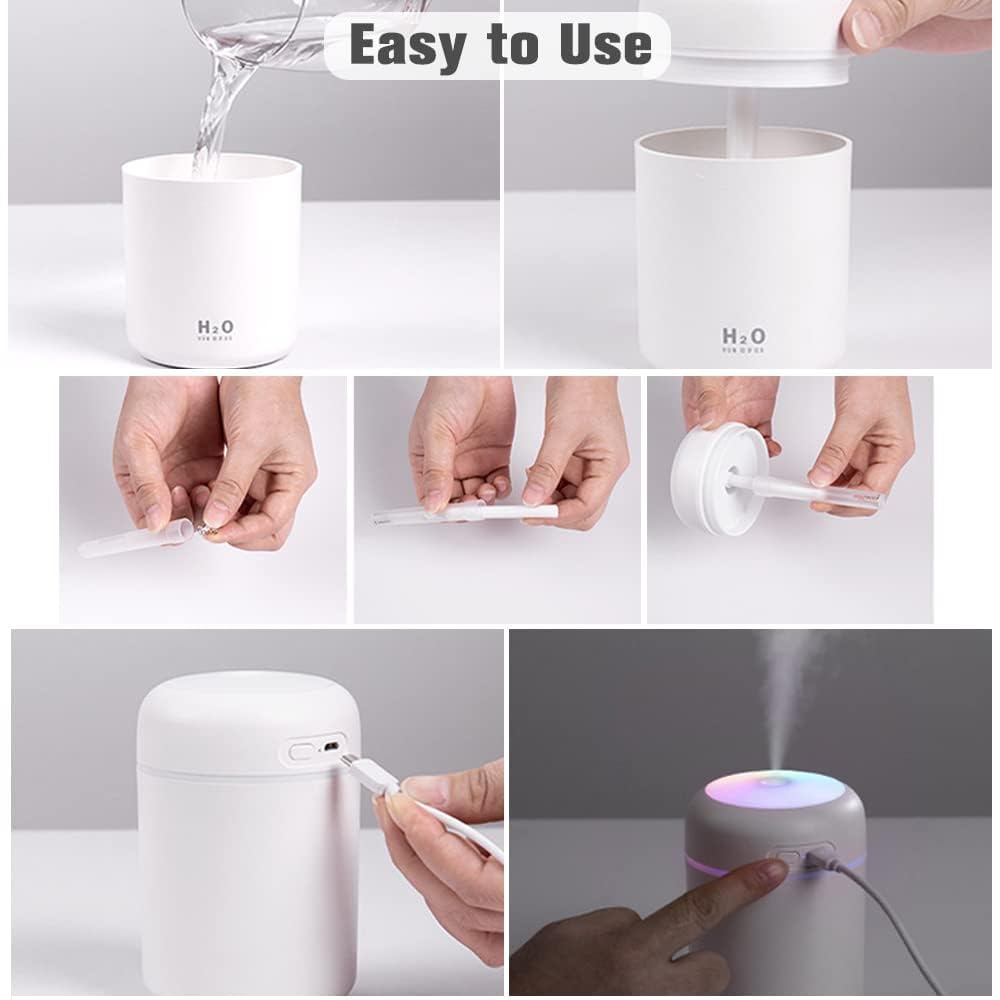 H2O Air Humidifier & Aroma Diffuser | Ultrasonic Cool Mist | Portable & USB Rechargeable | Essential Oil Compatible