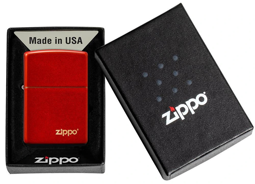 Classic Metallic Red Zippo Lighter – Windproof, Refillable, Premium Metal Build, Iconic Flip-Top Design