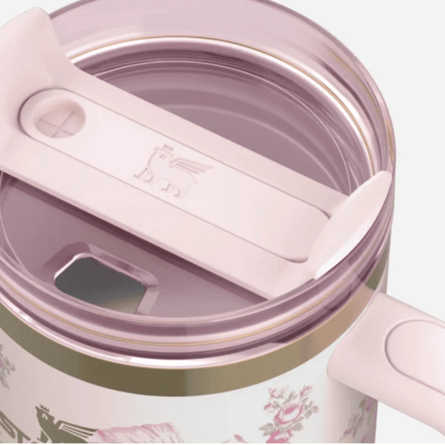 White Floral Stanley Style 40oz Tumbler – Leakproof Stainless Steel Cup with Straw, Handle & Lid