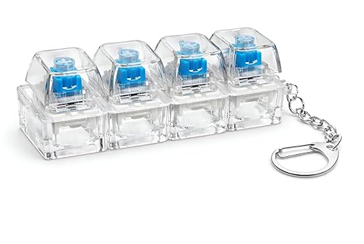 Keyboard Fidget Keychain | Mechanical Clicky Keychain with 4 Keys & Metal Chain