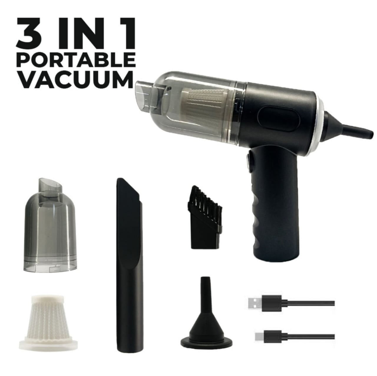 3-in-1 Vacuum Cleaner for Home & Car | Wet & Dry Cleaning | Blower Function | Powerful Suction