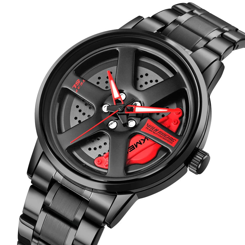Luxury Wheel Watch – Sports Car Rim-Inspired Design | Analog Quartz Wristwatch for Men | Stylish & Unique Timepiece