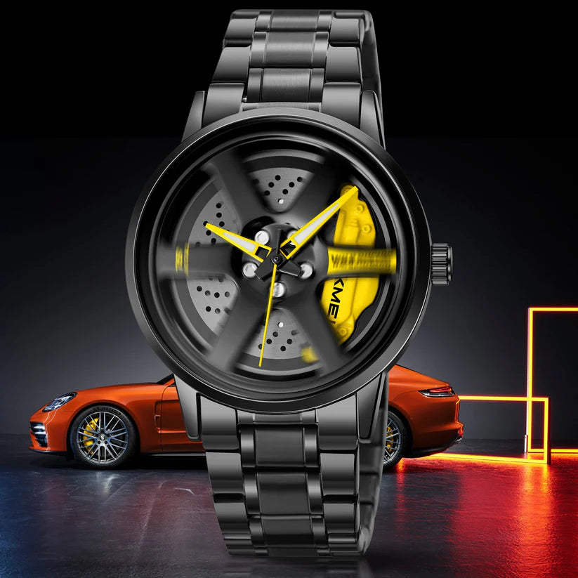 Luxury Wheel Watch – Sports Car Rim-Inspired Design | Analog Quartz Wristwatch for Men | Stylish & Unique Timepiece
