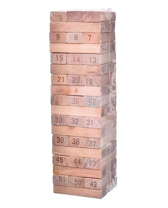 SSIC Wooden Number Blocks Game for Kids & Adults – 54-Piece Stacking Tower Educational Set