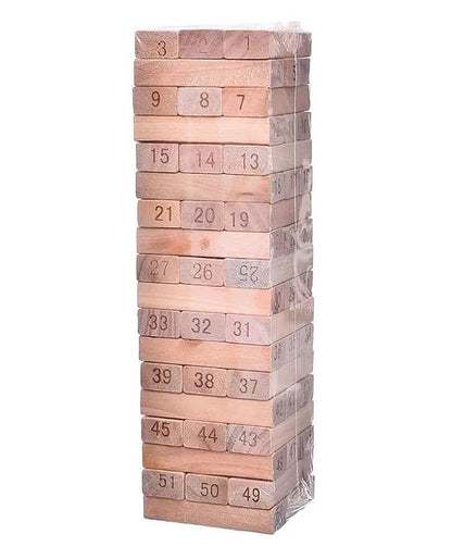 SSIC Wooden Number Blocks Game for Kids & Adults – 54-Piece Stacking Tower Educational Set