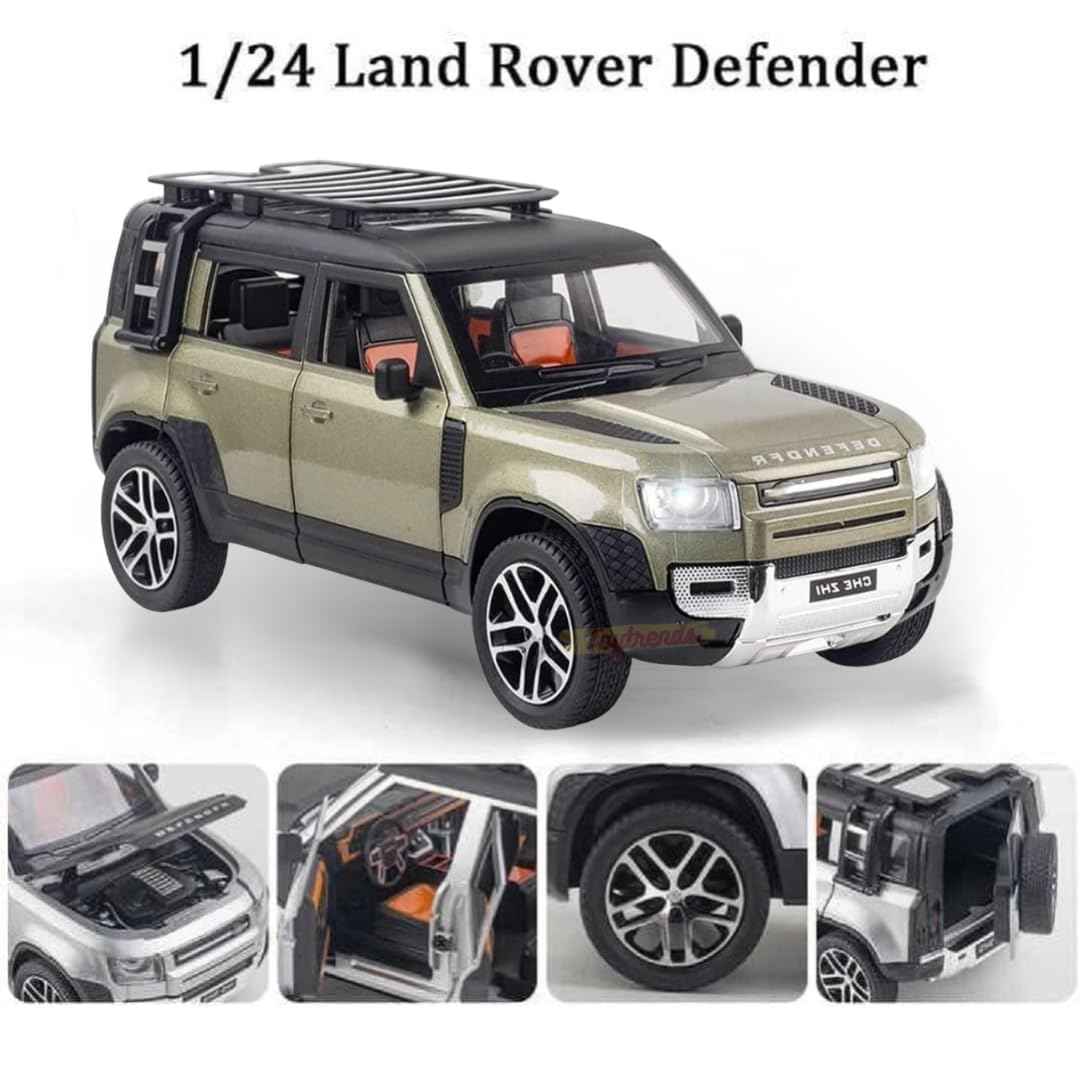 1:24 Scale Silver Defender Die Cast Metal Car | SUV Model Toy for Kids & Collectors