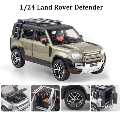 1:24 Scale Silver Defender Die Cast Metal Car | SUV Model Toy for Kids & Collectors