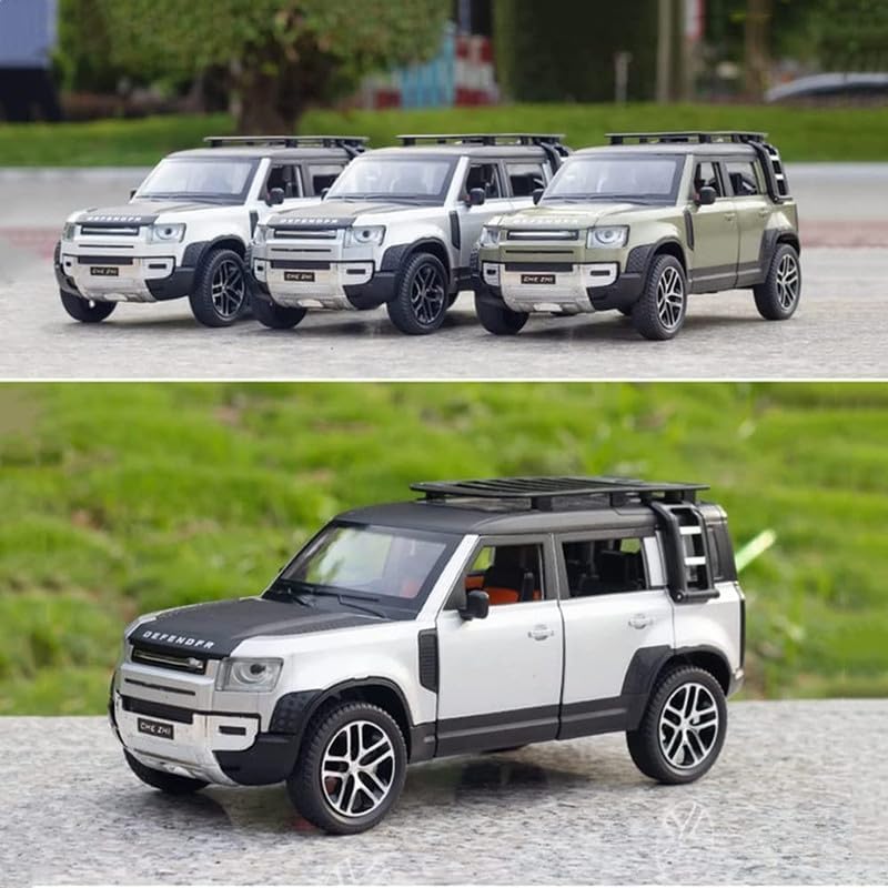 1:24 Scale Silver Defender Die Cast Metal Car | SUV Model Toy for Kids & Collectors