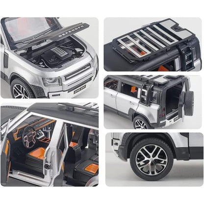 1:24 Scale Silver Defender Die Cast Metal Car | SUV Model Toy for Kids & Collectors