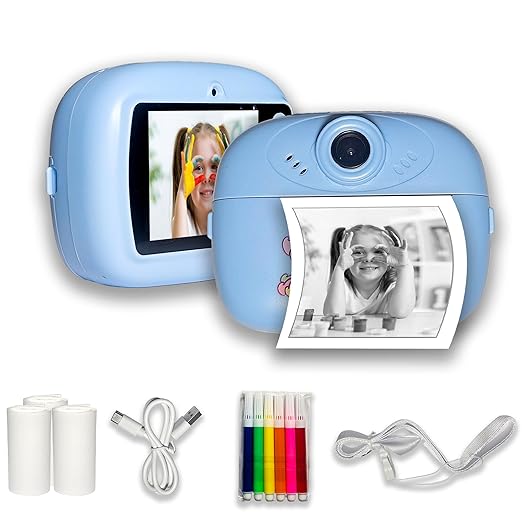 VikriDA Kids Instant Print Camera – 1080P HD Video, Built-In Printer, Fun Digital Camera (Purple)