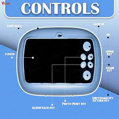 VikriDA Kids Instant Print Camera – 1080P HD Video, Built-In Printer, Fun Digital Camera (Purple)