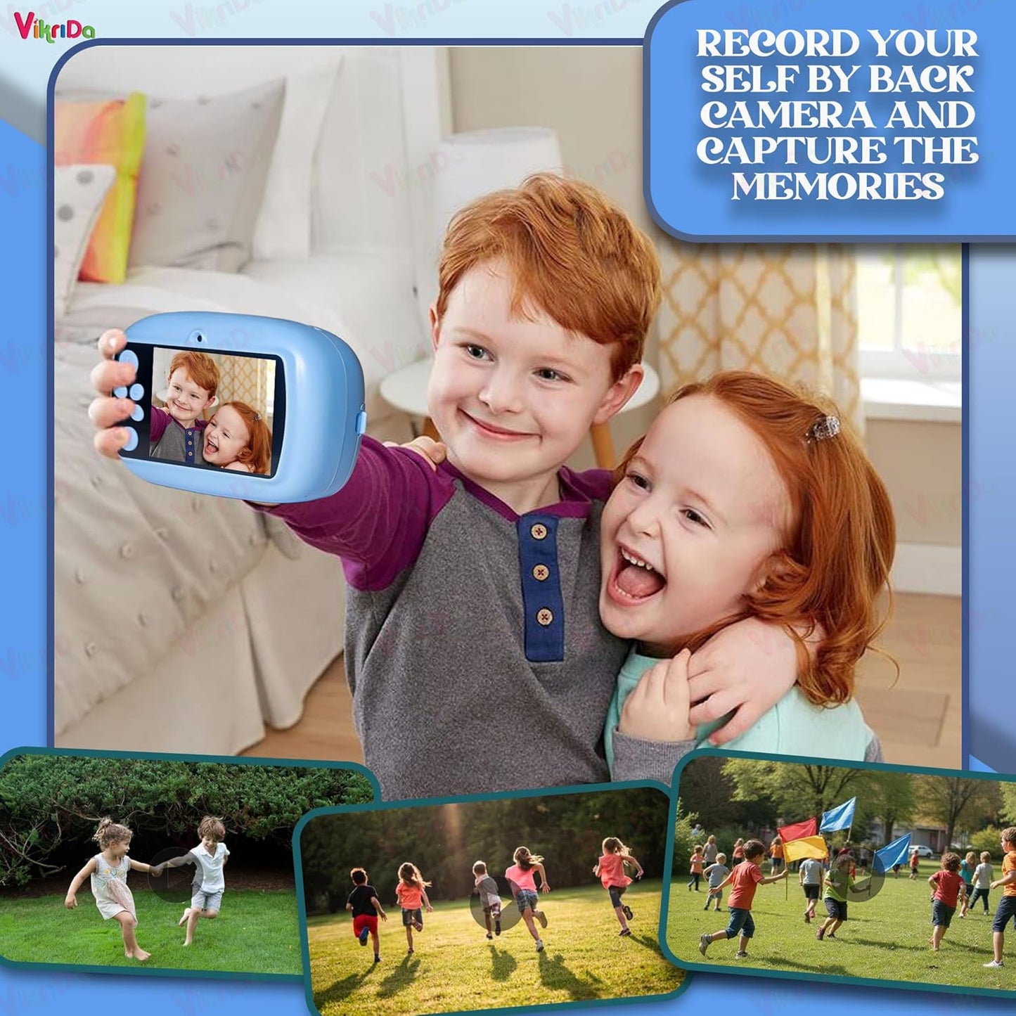 VikriDA Kids Instant Print Camera – 1080P HD Video, Built-In Printer, Fun Digital Camera (Purple)