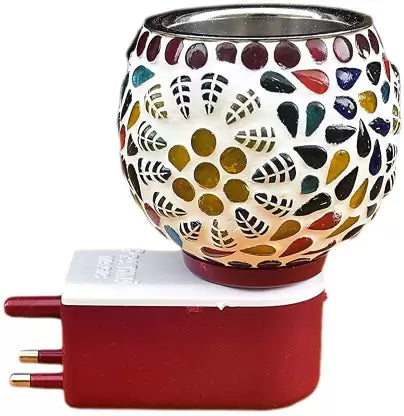 Ceramic Kapoor Dani Night Lamp – Electric Incense & Aroma Burner with Night Light for Home & Pooja Room