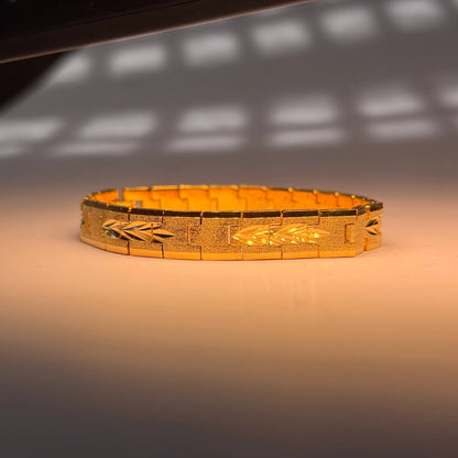 1 Gram Gold Plated Textured Men’s Bracelet – Stylish, Durable & Trendy Design for All Occasions