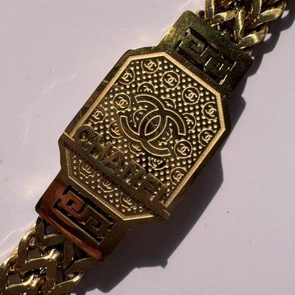 Gold Plated Chanel Cuban Chain Bracelet – Magnetic Clasp, Stainless Steel Wraparound Cuff for Men