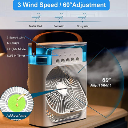 Mini Air Cooler – 3-in-1 Portable Air Conditioner for Room & Office, USB Powered, Personal Cooling Fan