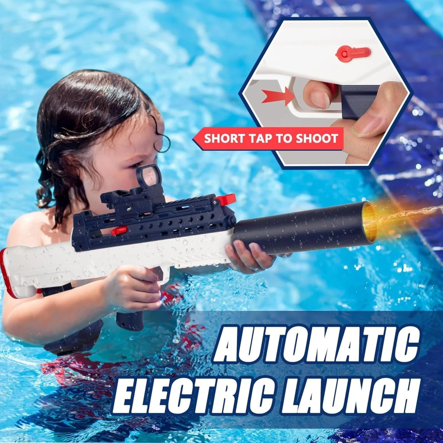 Rechargeable Electric Water Gun 95 Rifle - High-Pressure Soaker | Long-Range Holi Water Gun for Kids & Adults