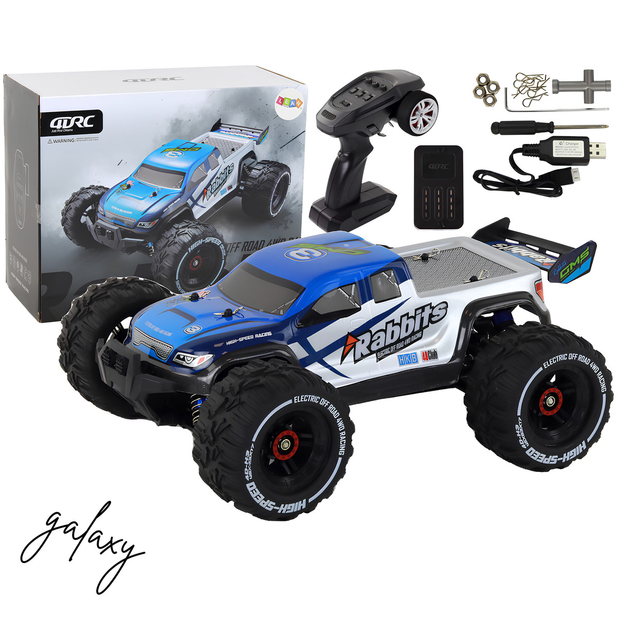 Rabbits RC Off-Road Car 4WD | 2.4G Remote Control | LED Lights | Blue