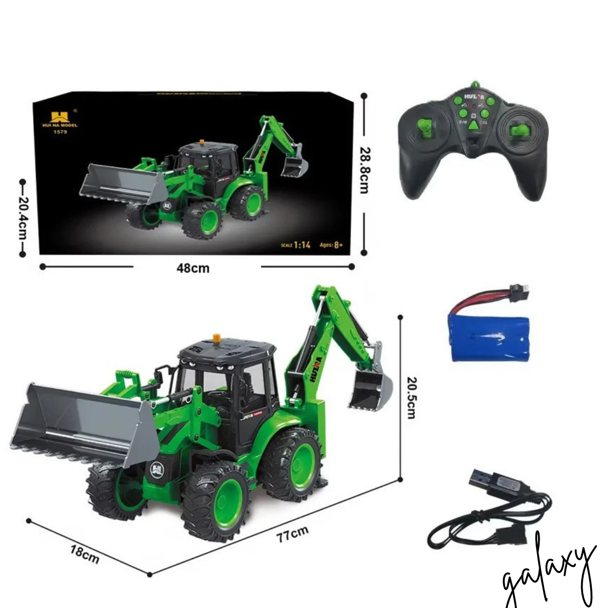 Huina 1579 RC Backhoe Loader | 1:14 Scale | 9-Channel