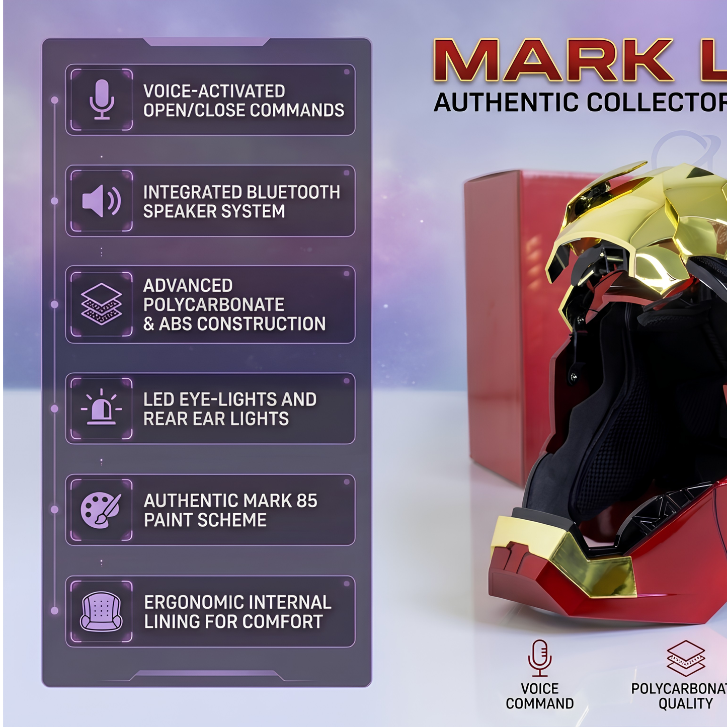 Iron Man Electronic Helmet with Voice Control | Motorized Face Mask | LED Eyes