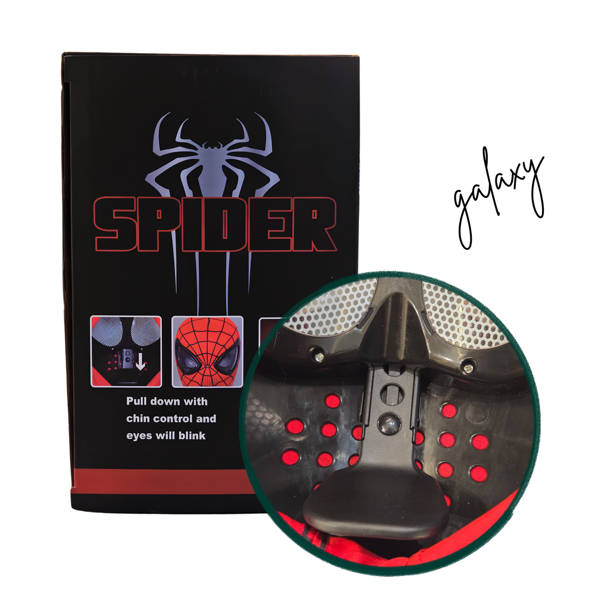 Spider Style Moving Eyes Mask with Jaw Control | Adjustable Eye Expression Cosplay Helmet
