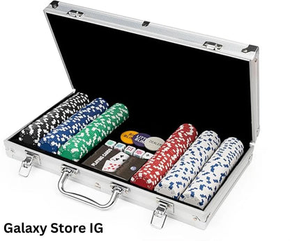 300 Piece Poker Game Set with Casino Chips, 2 Decks of Cards, Dice & Lockable Aluminum Carry Case