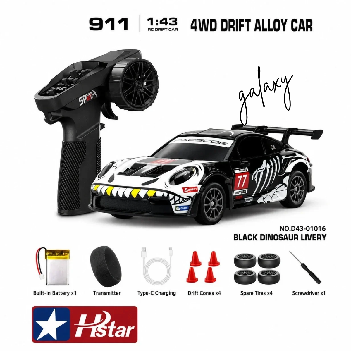 D43-01Q Alloy Drift RC Car | 911 Style | 1:43 Scale | 4WD