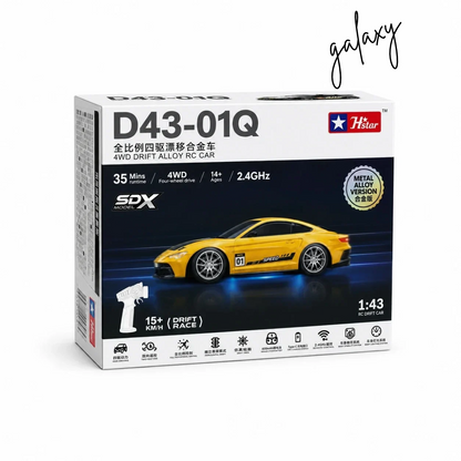 D43-01Q Alloy Drift RC Car | 911 Style | 1:43 Scale | 4WD
