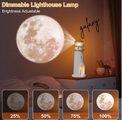 Lighthouse Moon Projector Lamp | LED Night Light | USB Rechargeable