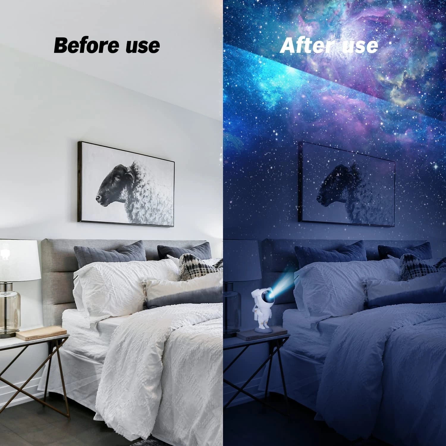 Astronaut Galaxy Star Projector – 360° Rotating LED Night Light with Remote & Timer, Nebula & Star Modes - GALAXY STORE