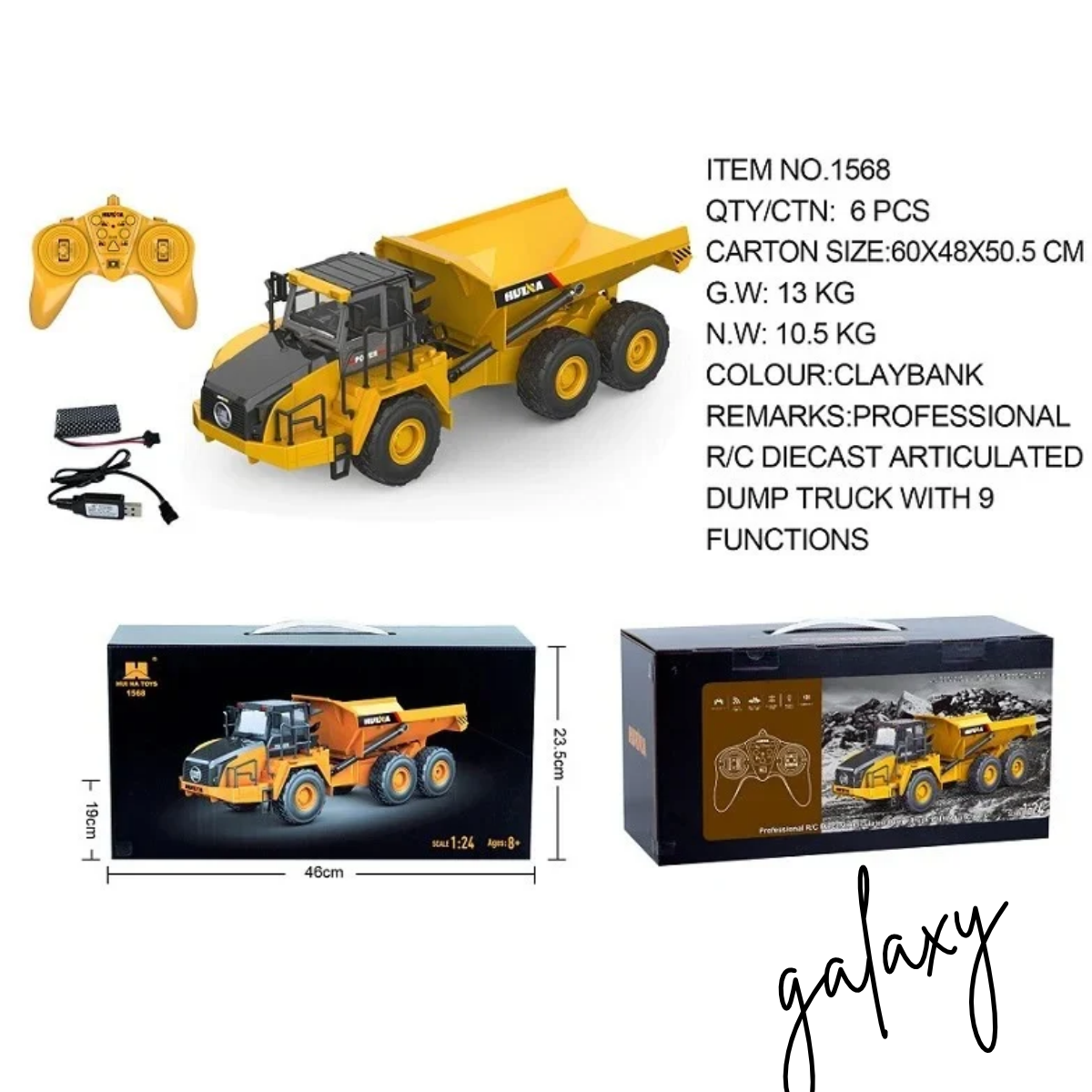 Huina 1553 RC Articulated Dump Truck | 11-Channel | 2.4 GHz