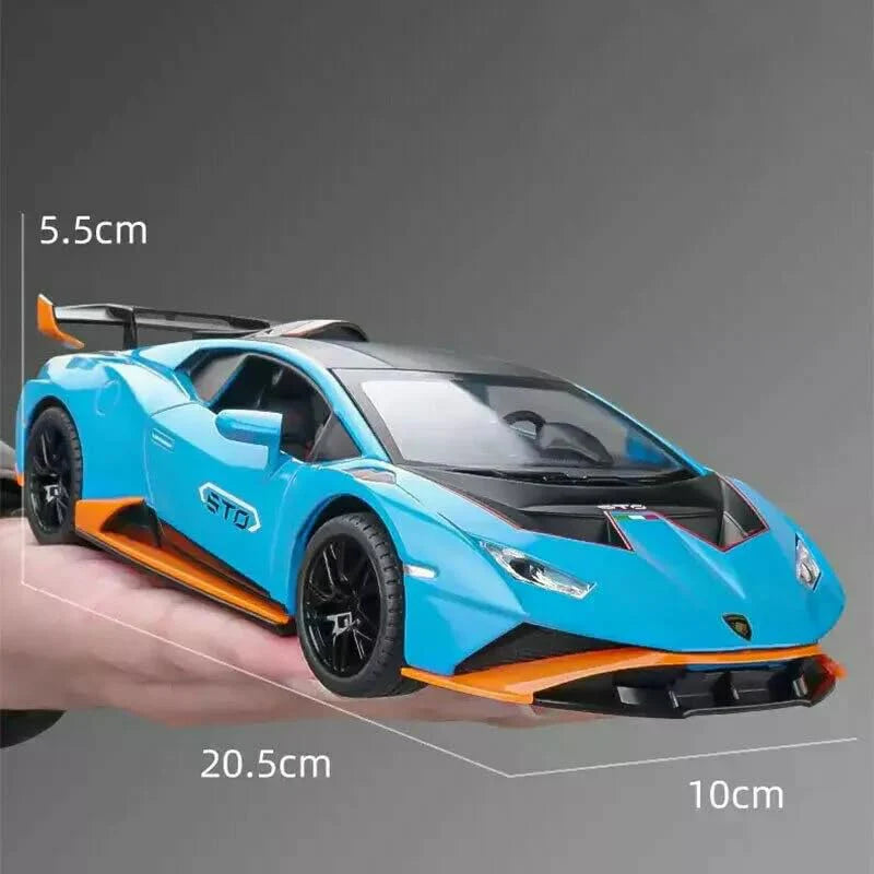 1:24 Lamborghini Huracán STO Diecast Model Car – Metal Alloy Pull Back Toy with Sound & Light