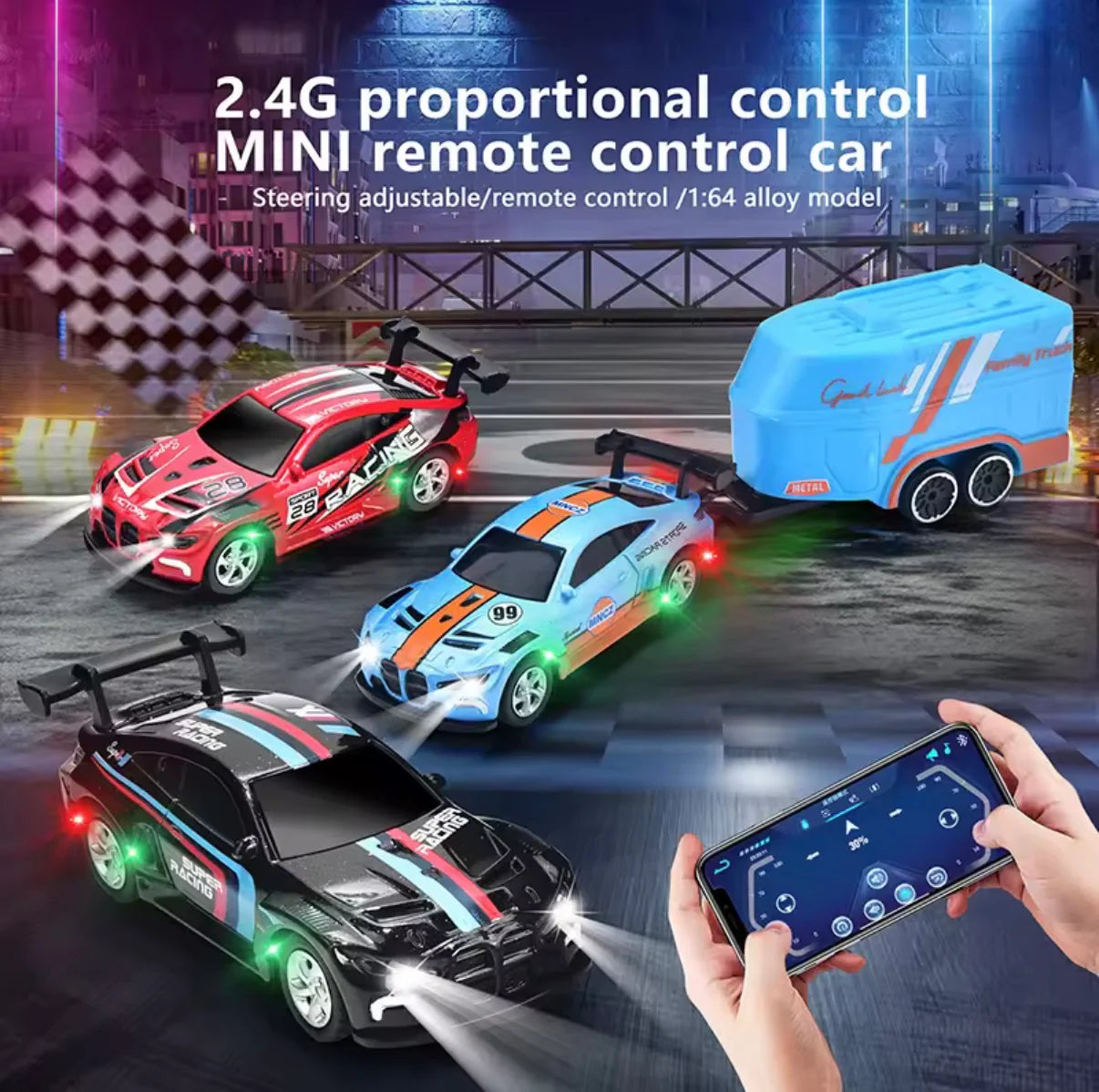 1:64 Mini RC Car Dual Mode 2.4G Drift Racing Alloy Remote Control Car -Mobile App Control-Any 1