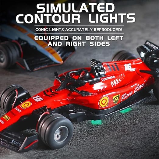 1:64 Die cast Metal F1 Mini RC Racing car with LED Lights | 2.4GHz Remote Control Car | 3 Speed Adjustable, USB Rechargeable Alloy RC Car for Kids & Adults Indoor/Outdoor Racing