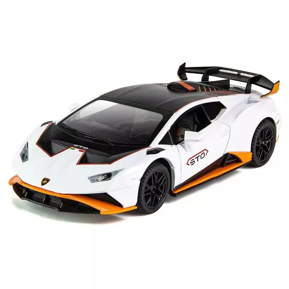 1:24 Lamborghini Huracán STO Diecast Model Car – Metal Alloy Pull Back Toy with Sound & Light
