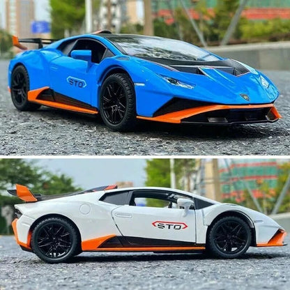 1:24 Lamborghini Huracán STO Diecast Model Car – Metal Alloy Pull Back Toy with Sound & Light