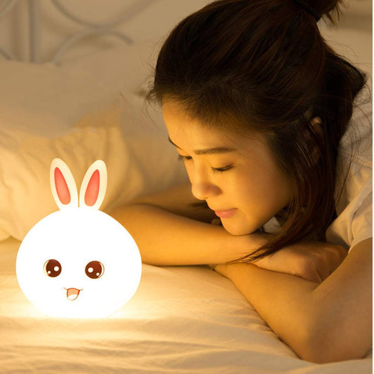 Silicone Rabbit Night Light USB Rechargeable | 7 Color Touch Sensor LED Lamp